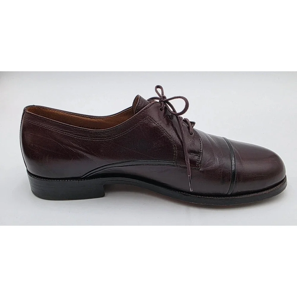 Bally Suisse Vasano Albano Men's Burgundy Leather Cap Toe Derby Shoes Size 8 F